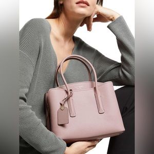 🆕 Kate Spade Blush Pink Medium Margaux Leather Satchel Tote - Pressed Flower